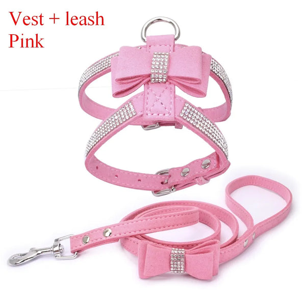 Pet Harness Leash With Rhinestone