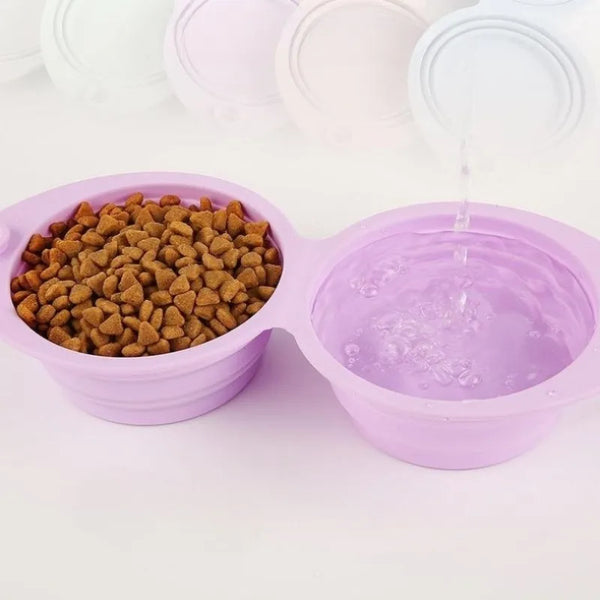 Foldable Silicone Double Pet Bowl