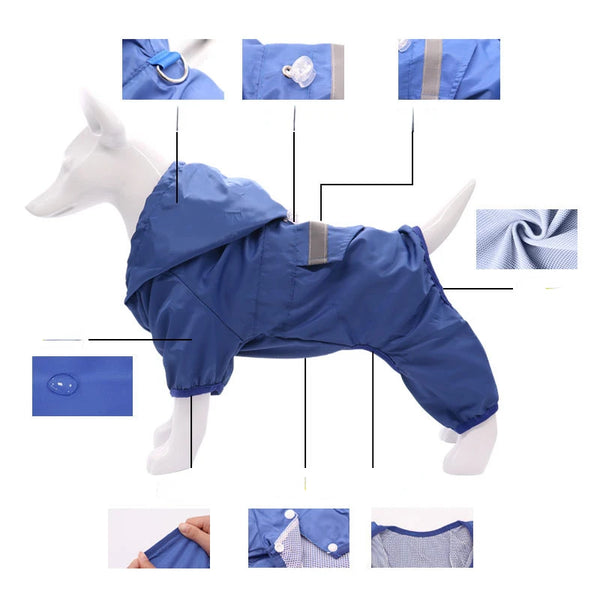 Outdoor Waterproof Hooded Dog Raincoat