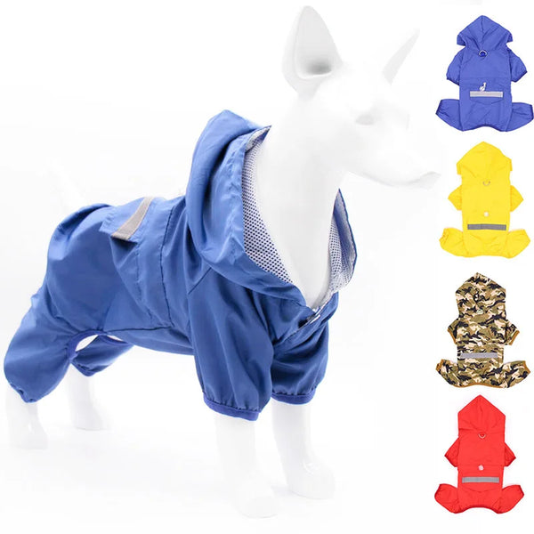 Outdoor Waterproof Hooded Dog Raincoat