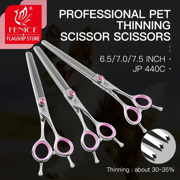 Fenice Stainless Steel Pet Pink Grooming Scissor