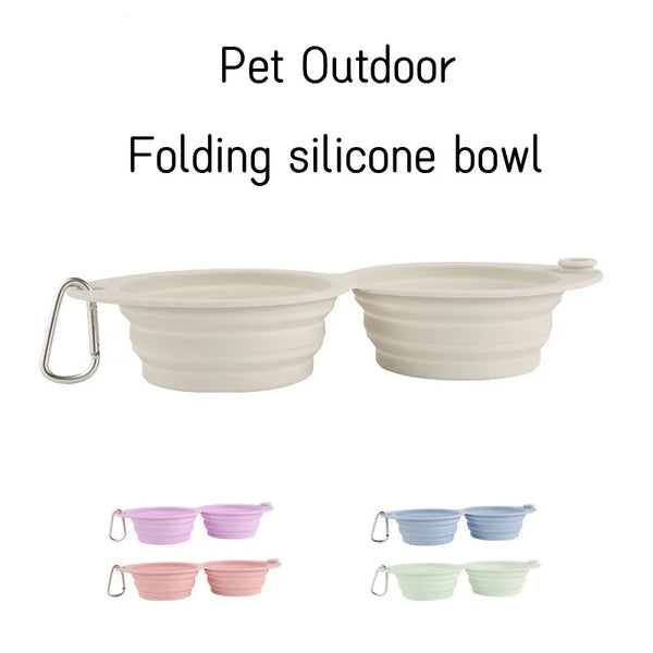 Foldable Silicone Double Pet Bowl