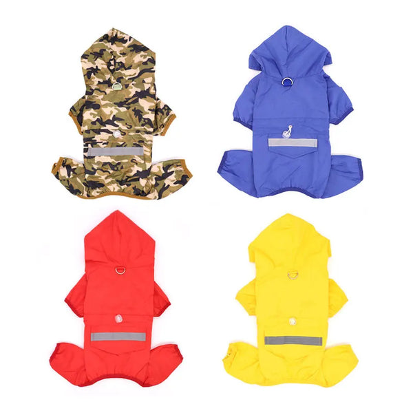 Outdoor Waterproof Hooded Dog Raincoat