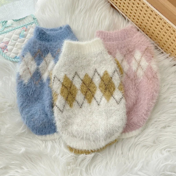 Pet Diamond Plaid Sweater