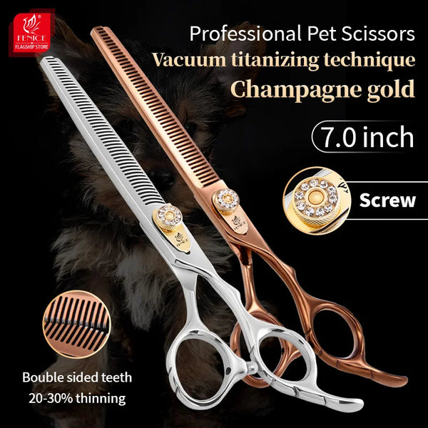 Fenice 7.0 inch Double Teeth Pet Thinning Scissors