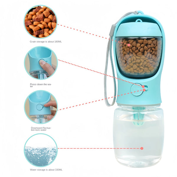 Pet Portable Water Bottle with Food Feeder