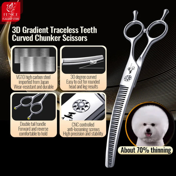 VG10 Steel Pet Curved/Straight Chunker Scissors