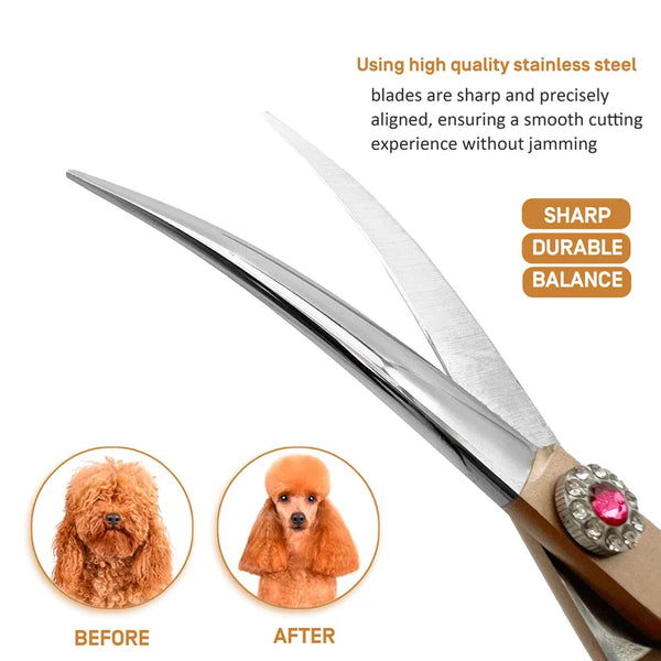 Professional Curved Pet Grooming Scissors